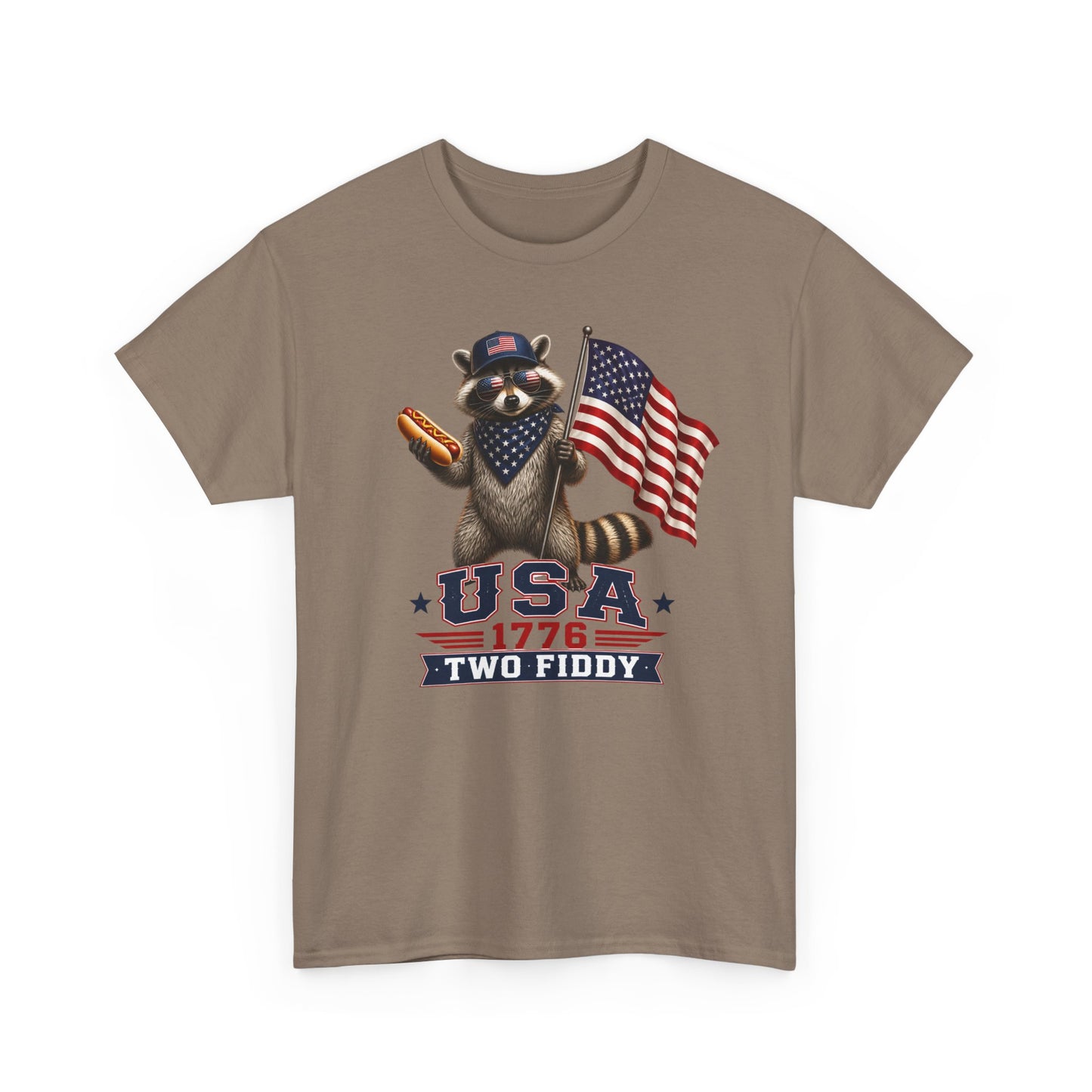 USA Raccoon Flag T-Shirt — "Two Fiddy" Patriotic 1776 Tee