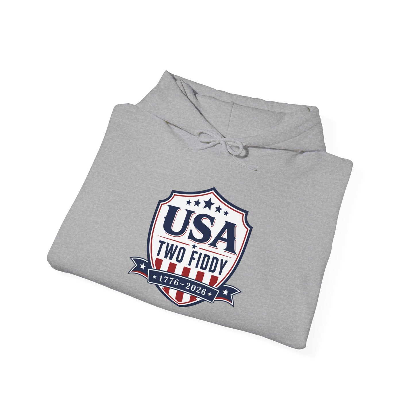 USA Two Fiddy Shield Hoodie — Patriotic Vintage American Flag Sweatshirt (Two Fifty)