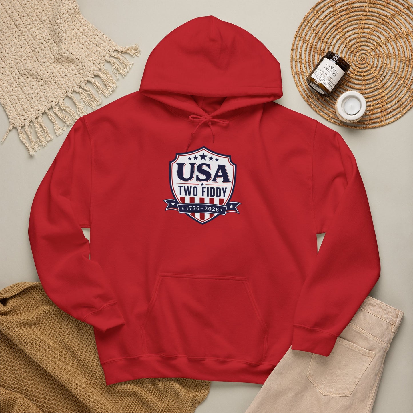 Hoodie - USA Two Fiddy Retro Shield Hoodie