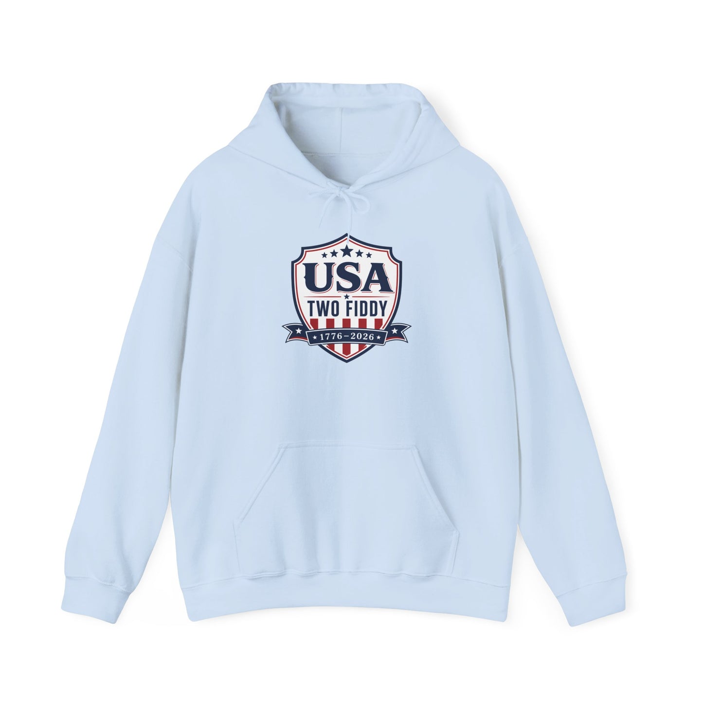 USA Two Fiddy Shield Hoodie — Patriotic Vintage American Flag Sweatshirt (Two Fifty)