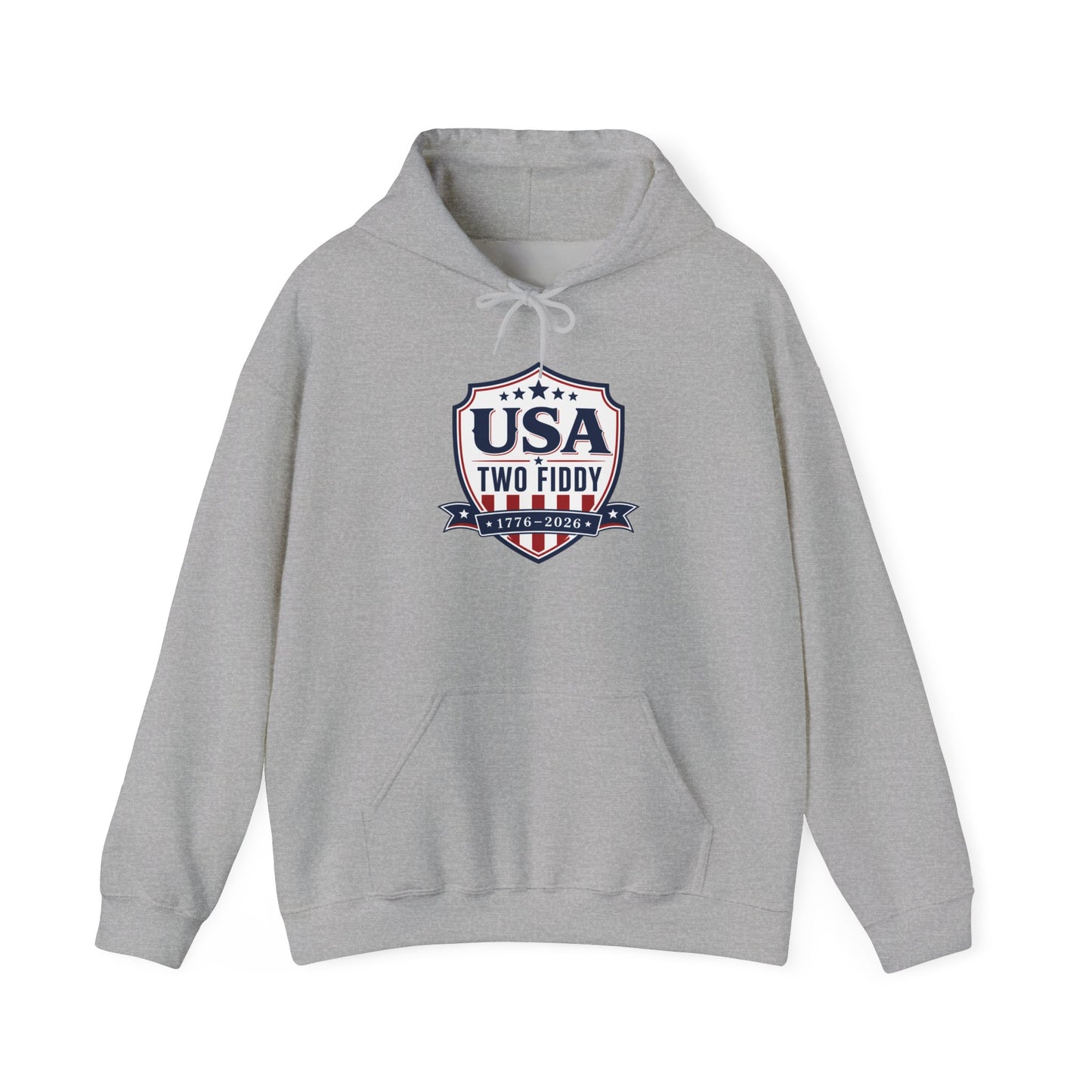 USA Two Fiddy Shield Hoodie — Patriotic Vintage American Flag Sweatshirt (Two Fifty)