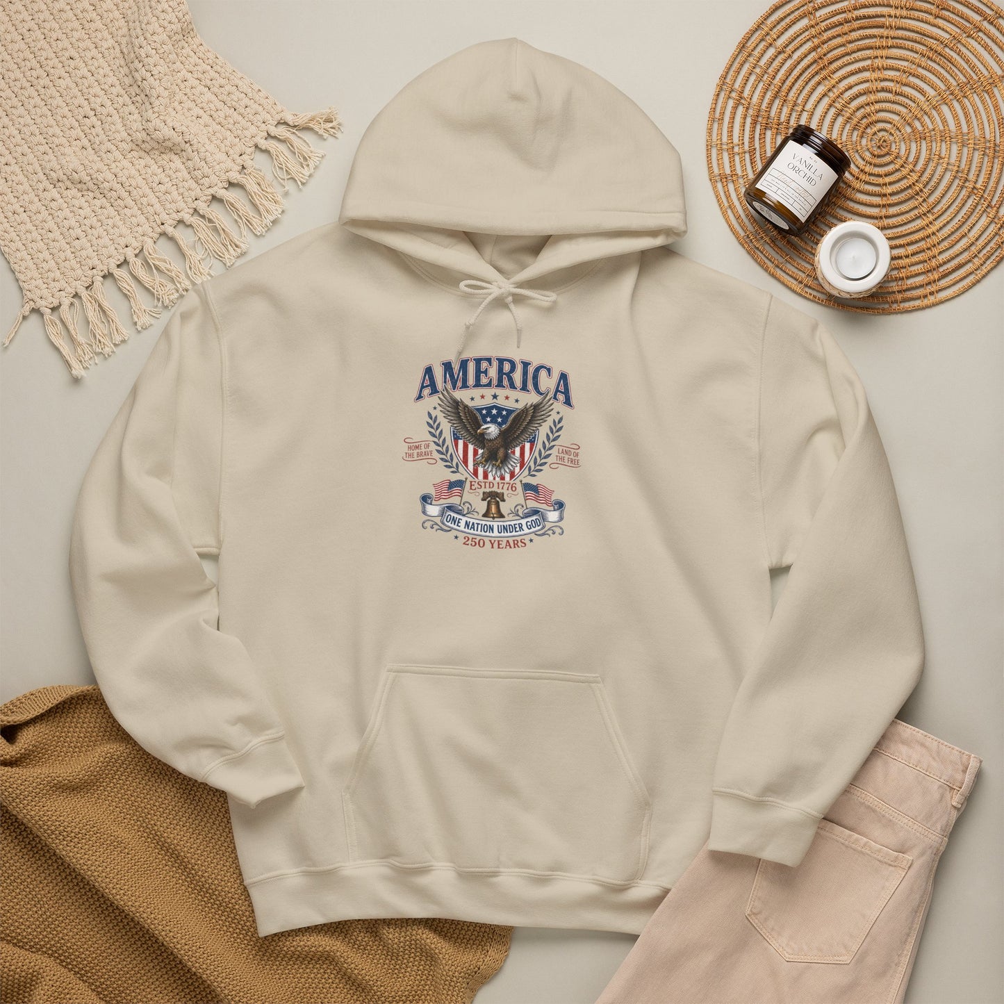 America Eagle Hoodie - Patriotic USA Flag Graphic Pullover