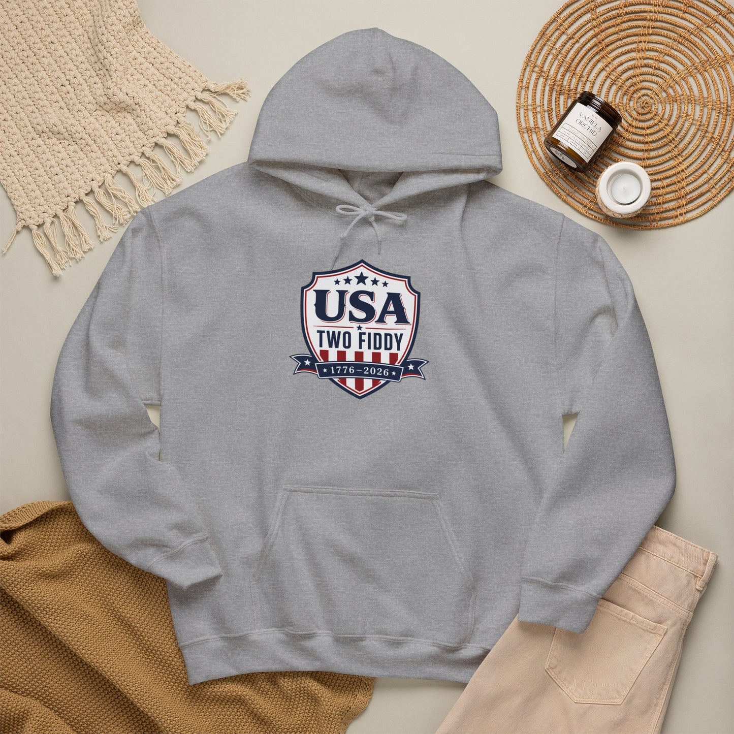Hoodie - USA Two Fiddy Retro Shield Hoodie