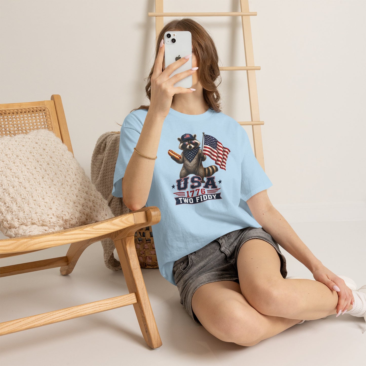 USA Raccoon Flag T-Shirt — "Two Fiddy" Patriotic 1776 Tee