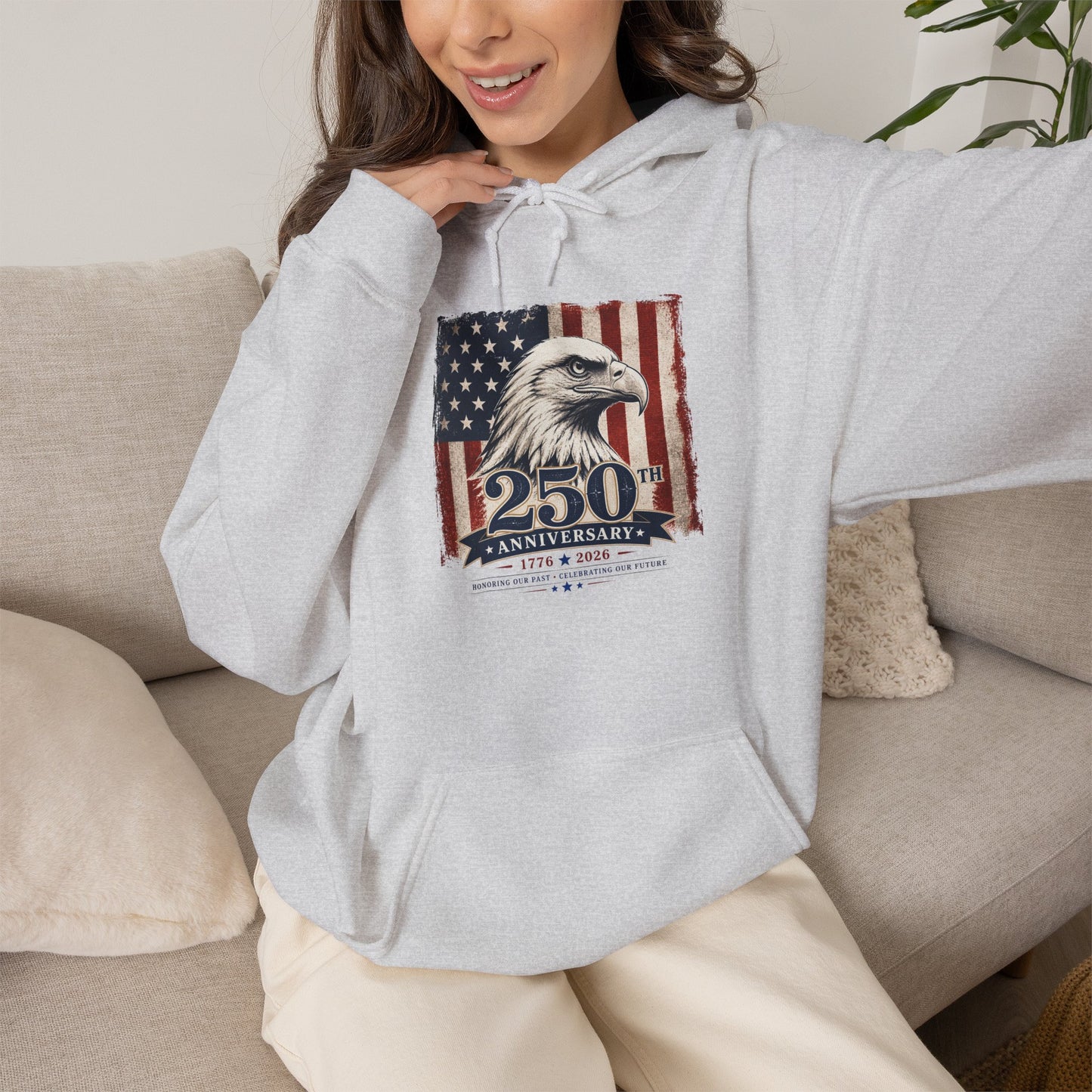250th Anniversary Eagle Hoodie - Vintage American Flag Patriotic Sweatshirt