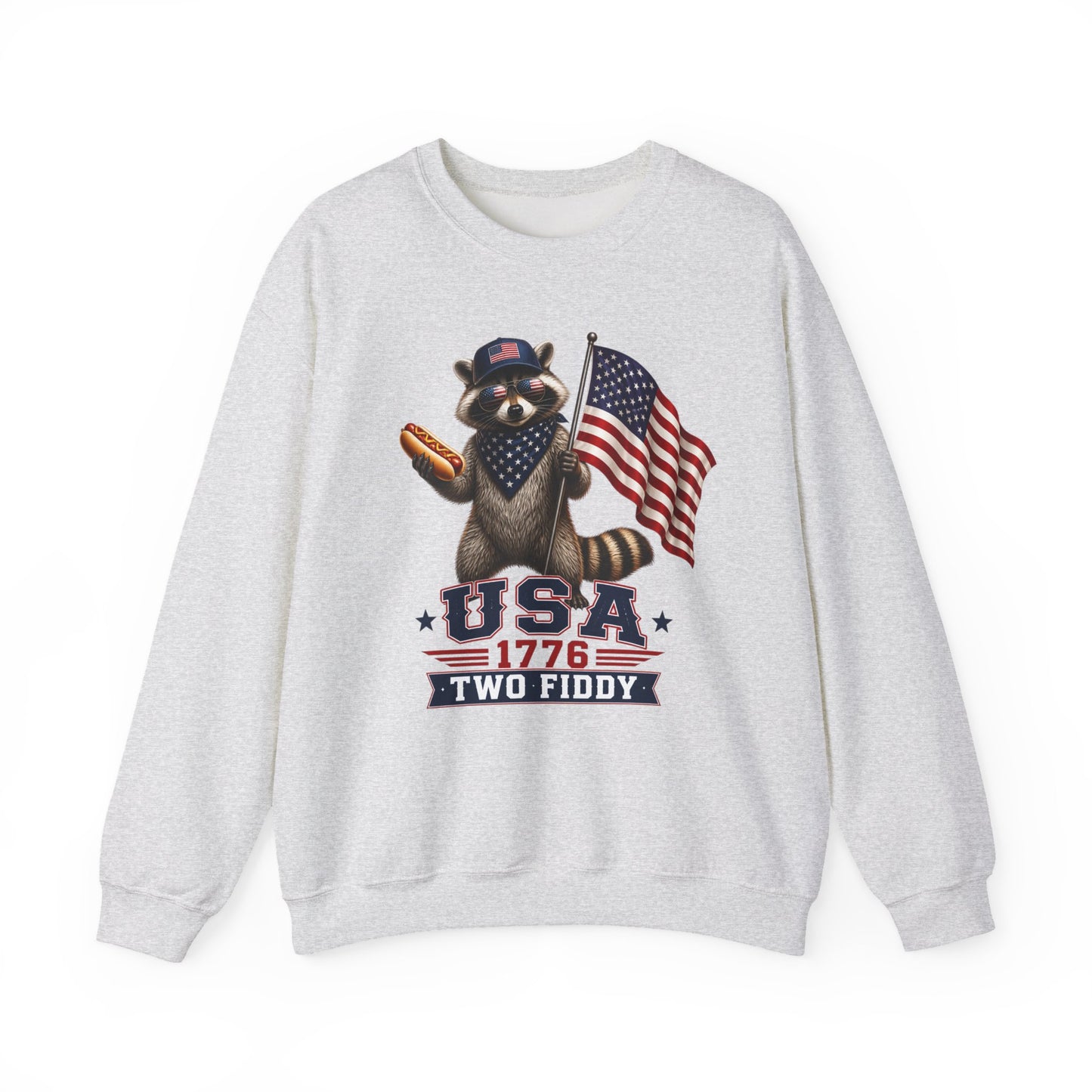 Patriotic Raccoon USA 1776 Two Fiddy Crewneck Sweatshirt