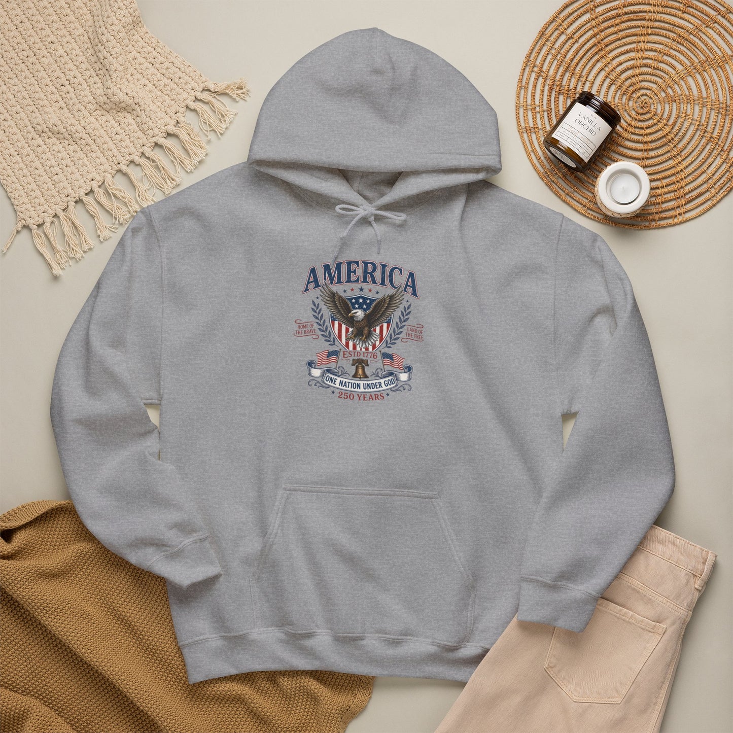 America Eagle Hoodie - Patriotic USA Flag Graphic Pullover