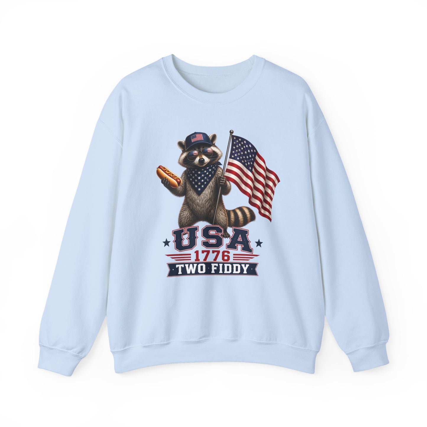 Patriotic Raccoon USA 1776 Two Fiddy Crewneck Sweatshirt