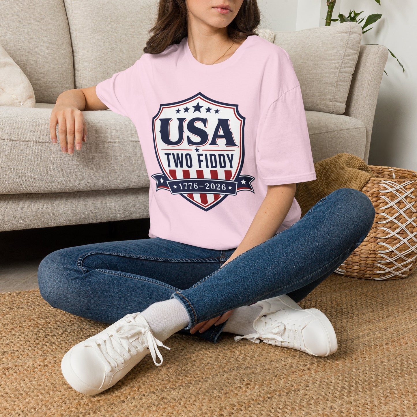 USA Two Fiddy T-Shirt — 1776–2026 Patriotic Shield Tee