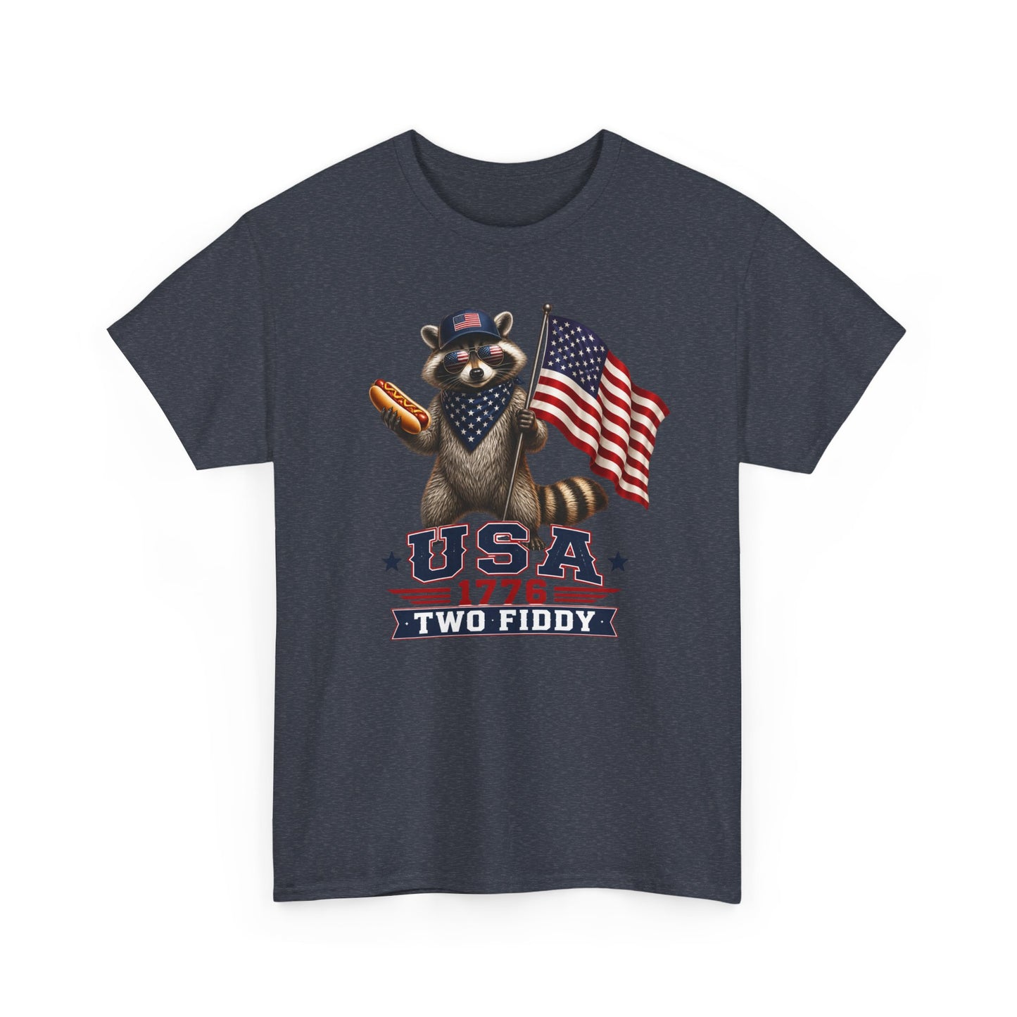 USA Raccoon Flag T-Shirt — "Two Fiddy" Patriotic 1776 Tee