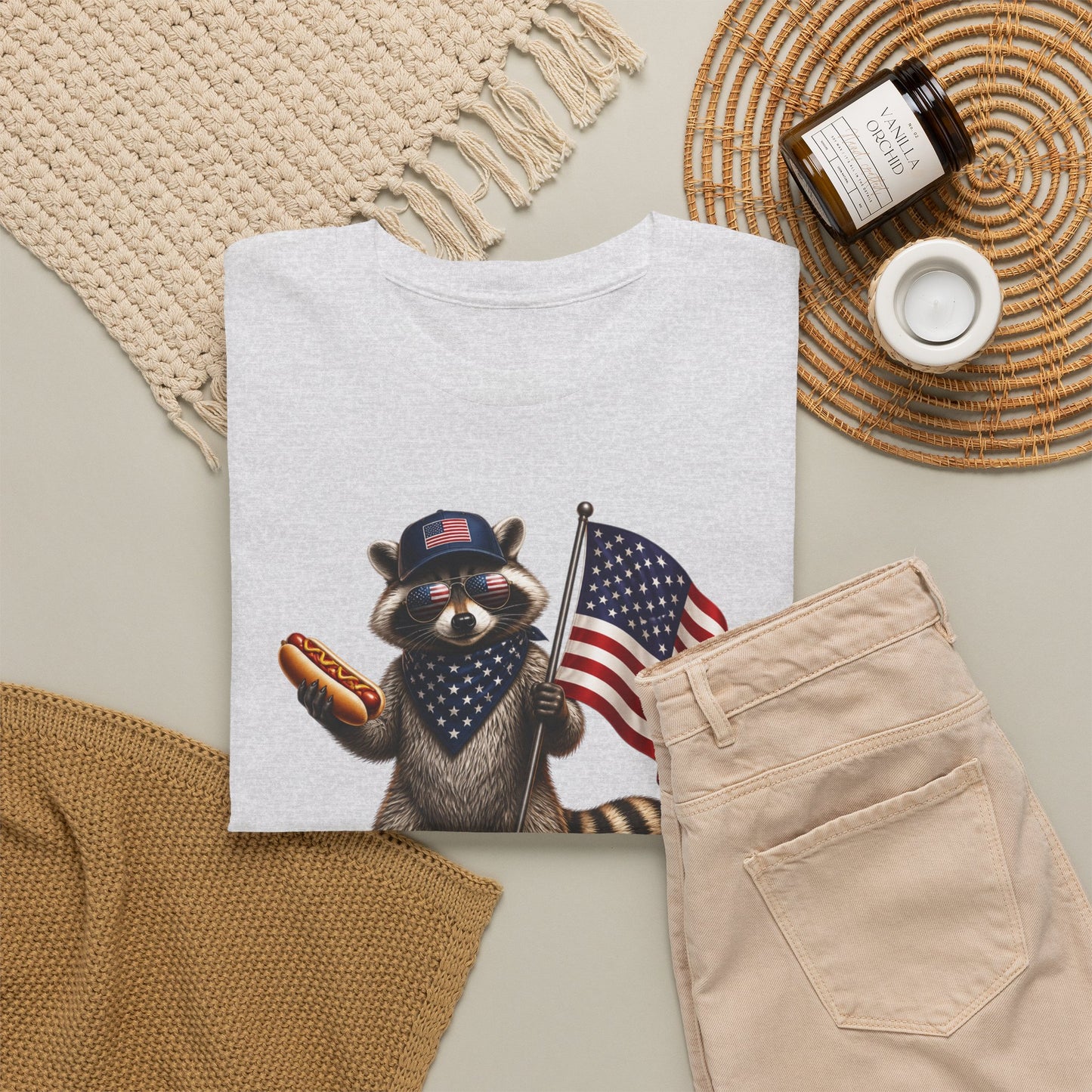 USA Raccoon Flag T-Shirt — "Two Fiddy" Patriotic 1776 Tee