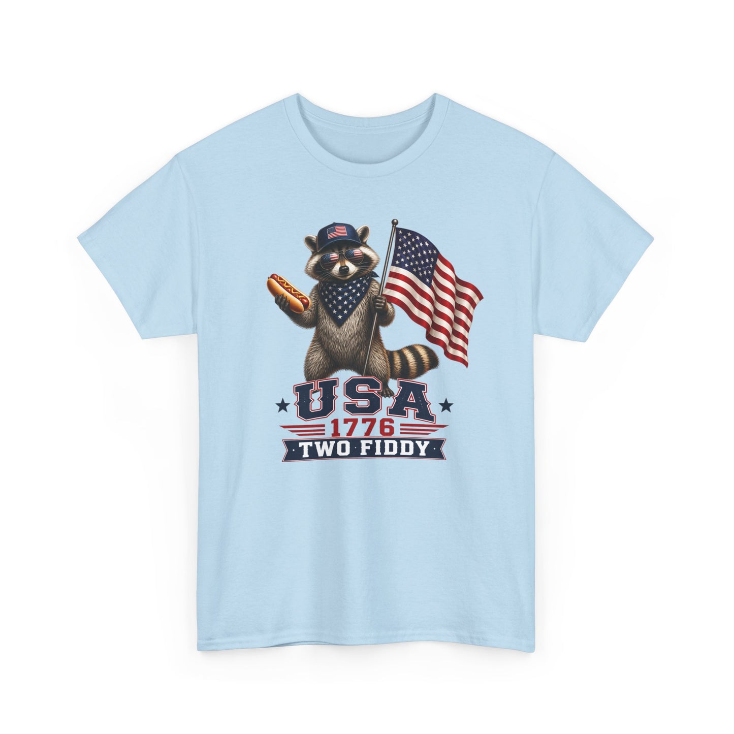USA Raccoon Flag T-Shirt — "Two Fiddy" Patriotic 1776 Tee