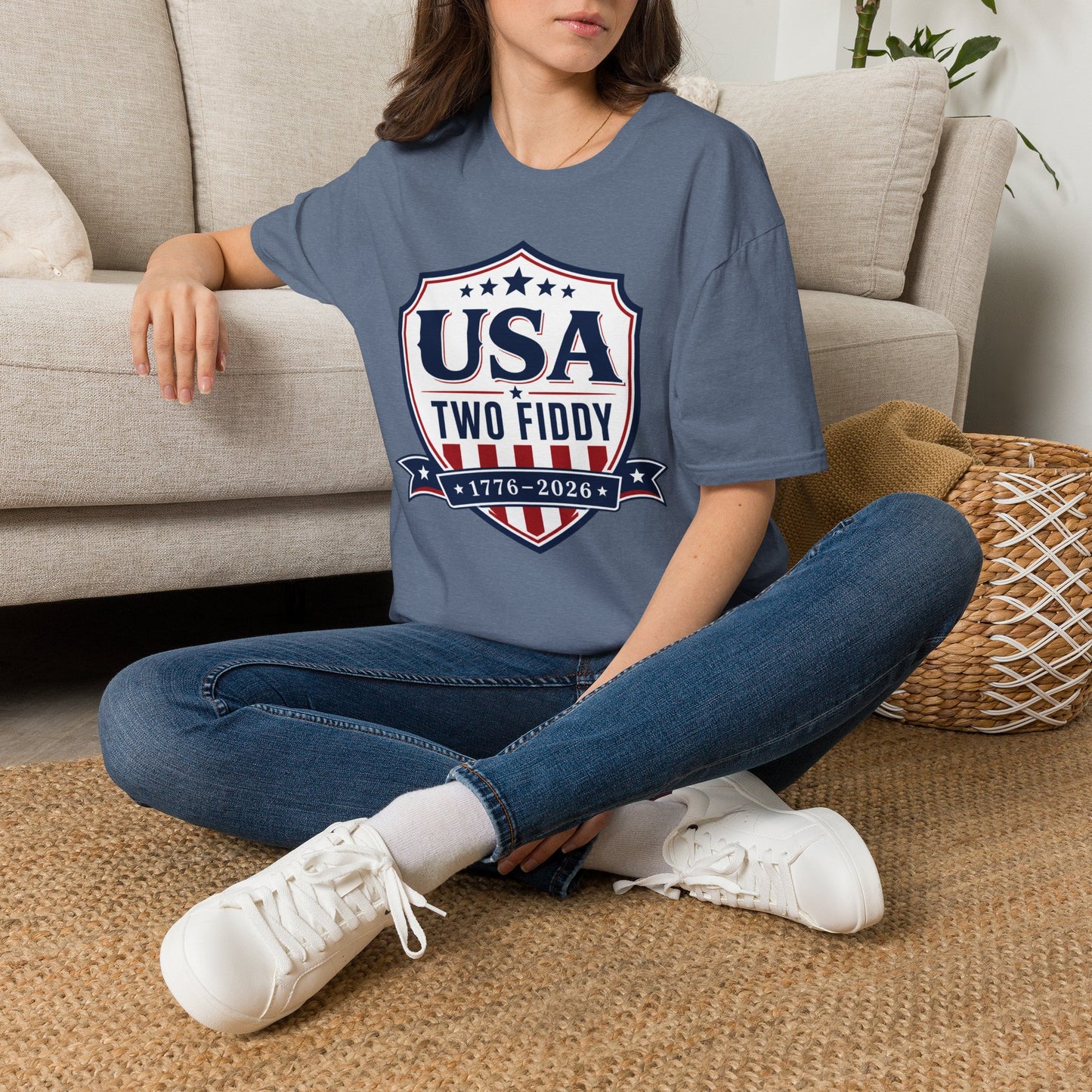 USA Two Fiddy T-Shirt — 1776–2026 Patriotic Shield Tee