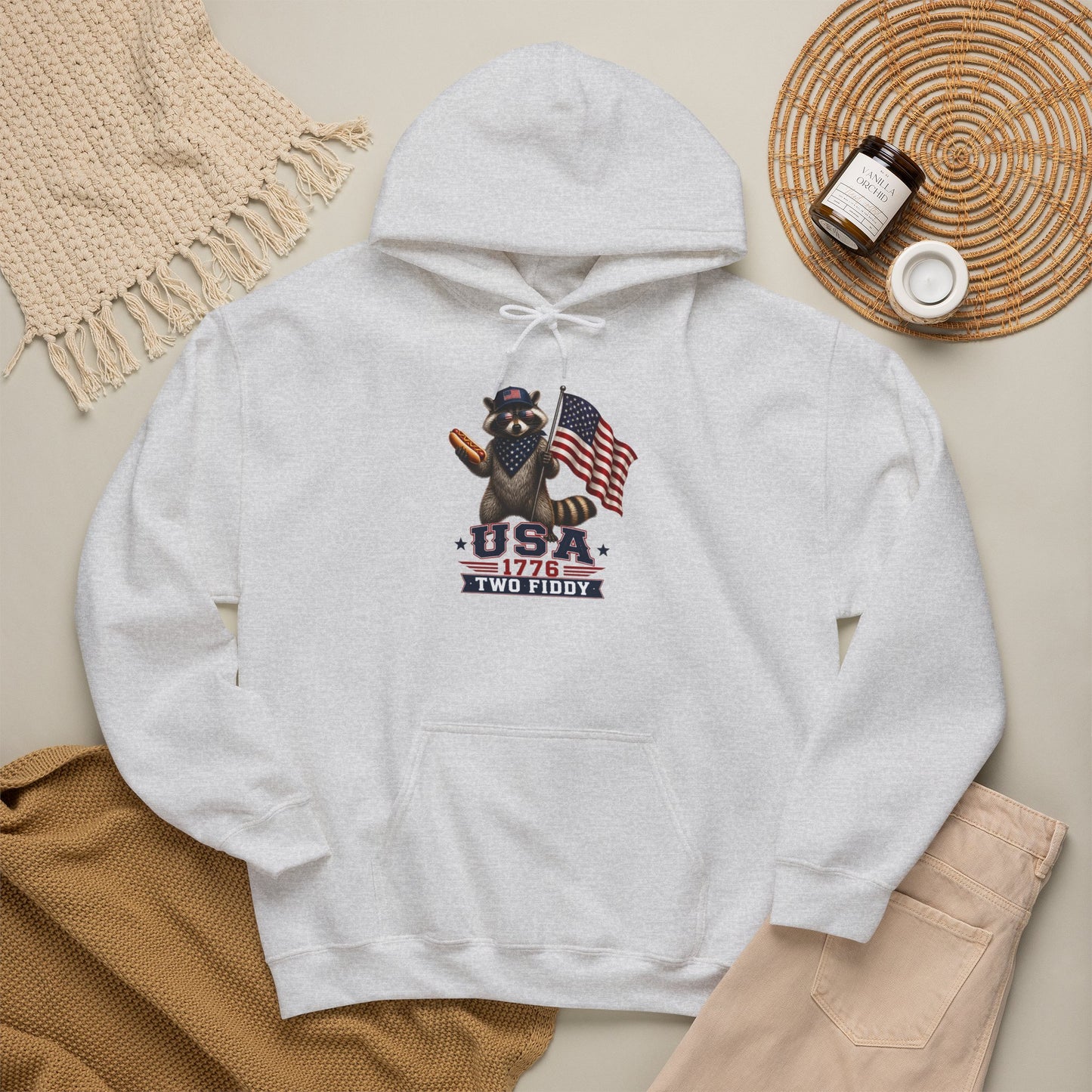 Patriotic Raccoon USA 1776 Hoodie - American Flag Independence Day Sweatshirt