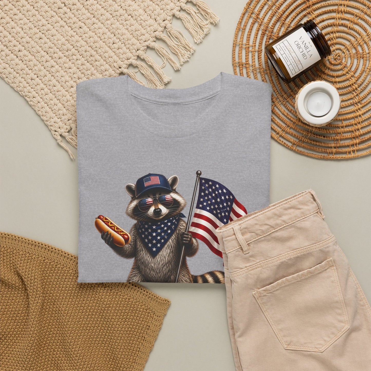 USA Raccoon Flag T-Shirt — "Two Fiddy" Patriotic 1776 Tee