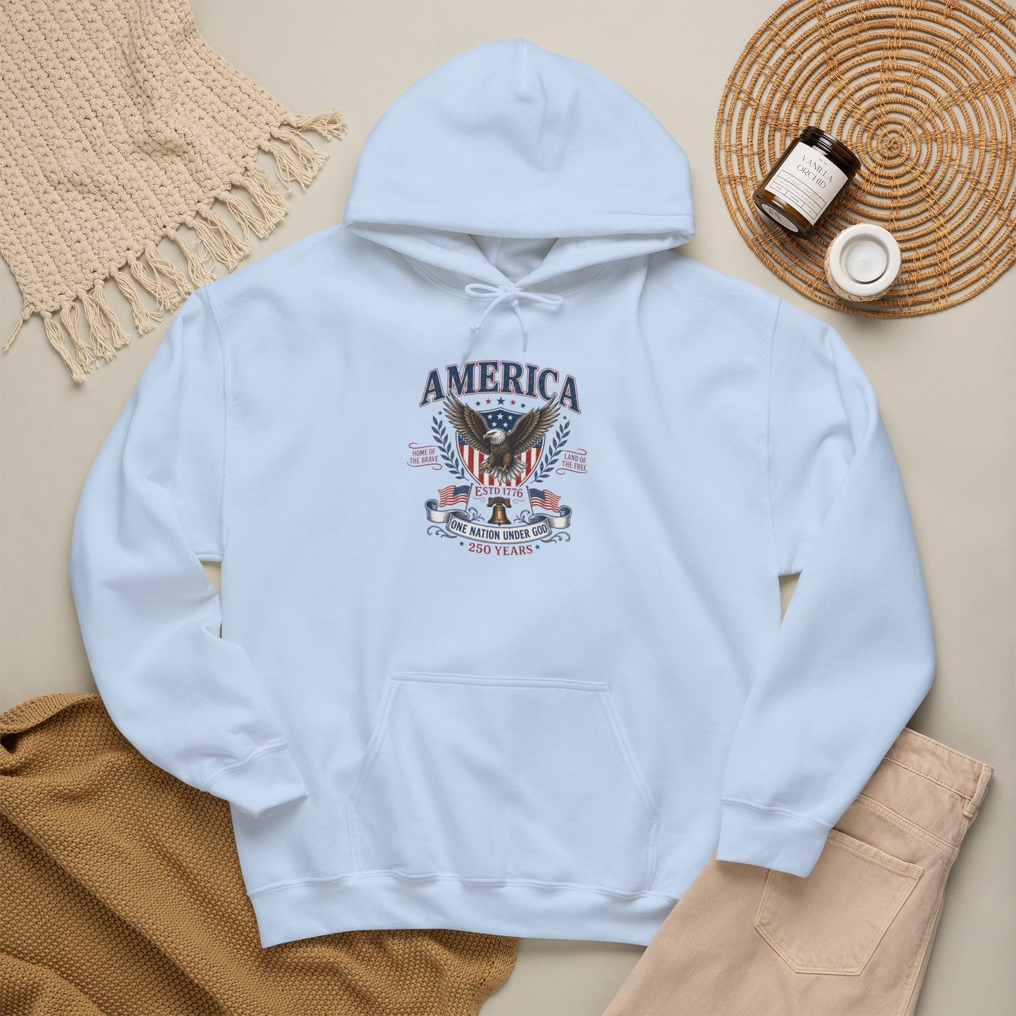 America Eagle Hoodie - Patriotic USA Flag Graphic Pullover