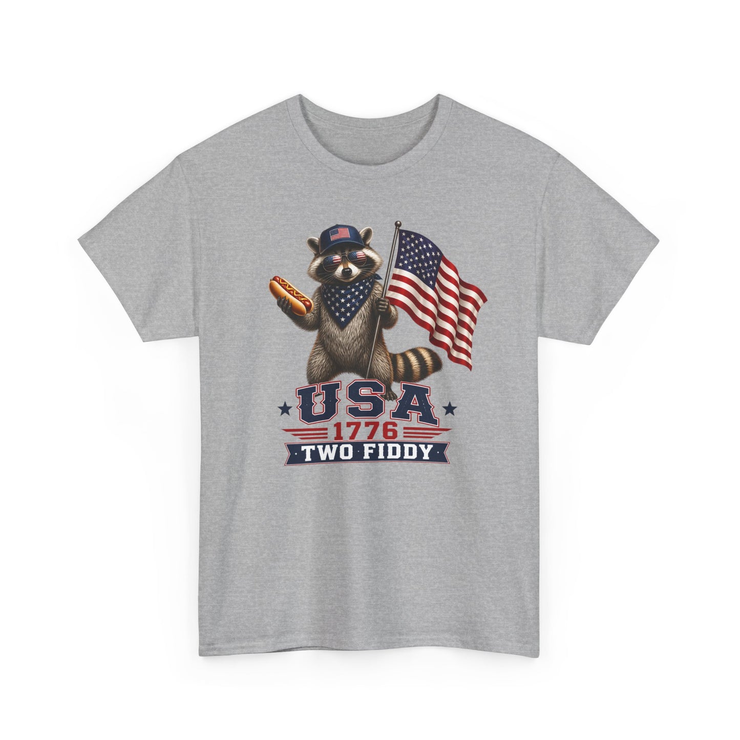 USA Raccoon Flag T-Shirt — "Two Fiddy" Patriotic 1776 Tee