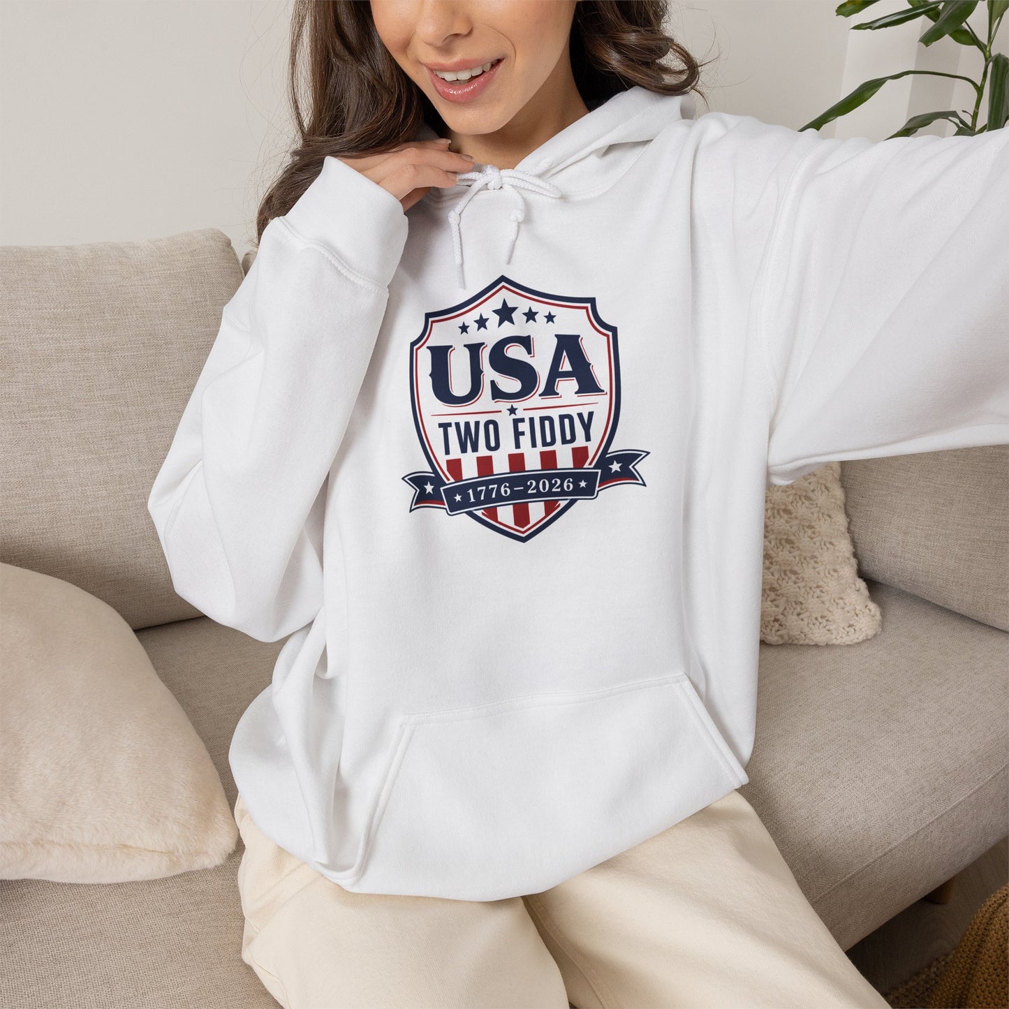 Hoodie - USA Two Fiddy Retro Shield Hoodie