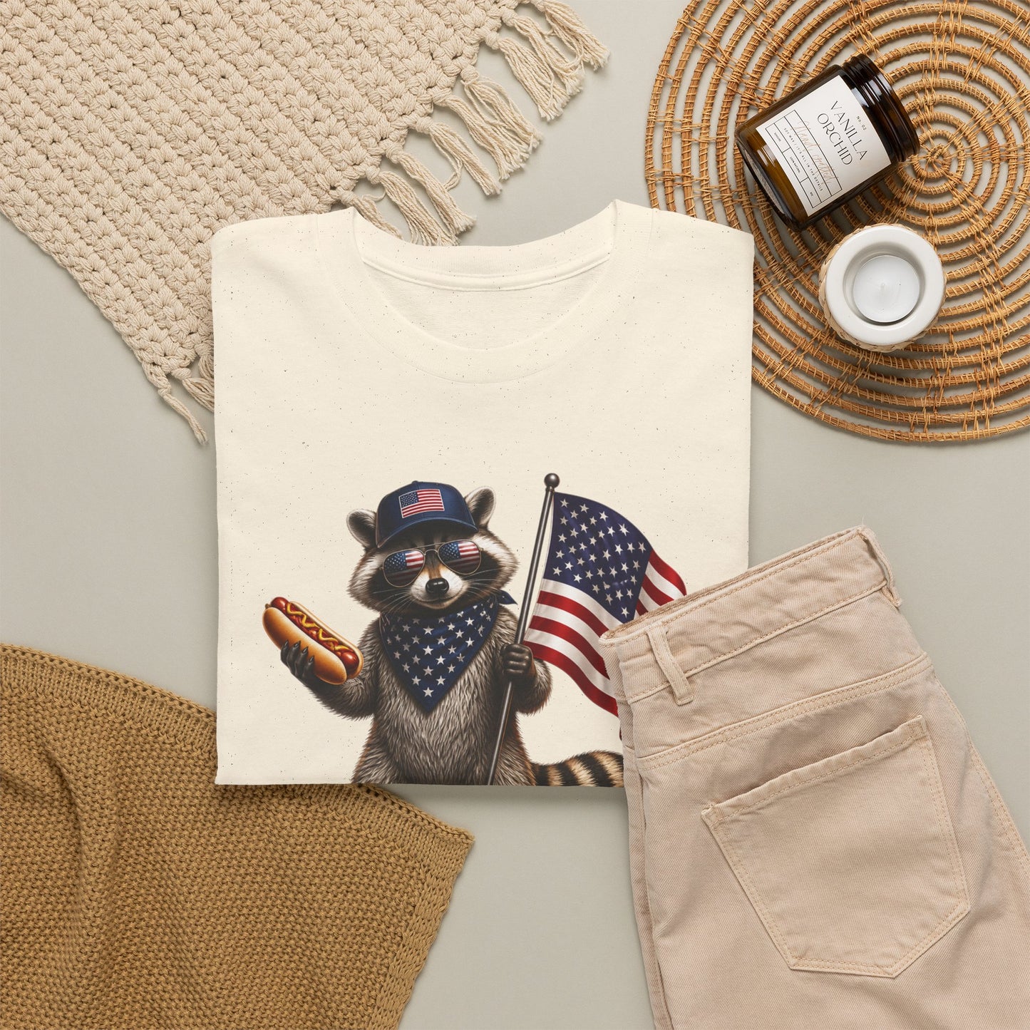 USA Raccoon Flag T-Shirt — "Two Fiddy" Patriotic 1776 Tee
