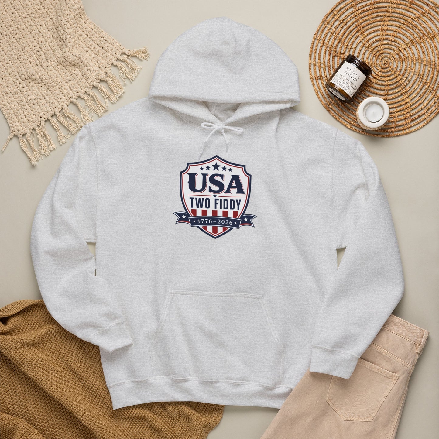 Hoodie - USA Two Fiddy Retro Shield Hoodie