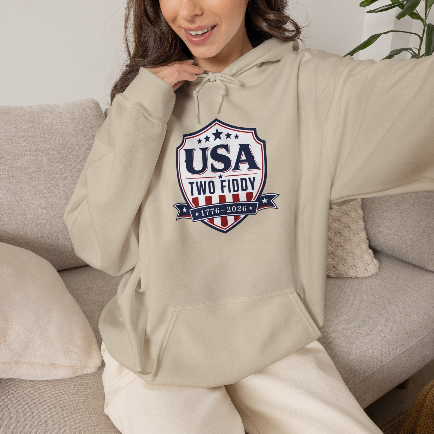 Hoodie - USA Two Fiddy Retro Shield Hoodie