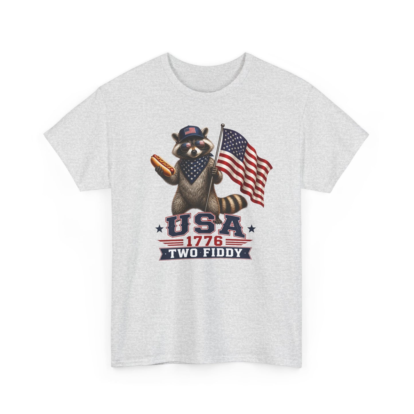 USA Raccoon Flag T-Shirt — "Two Fiddy" Patriotic 1776 Tee