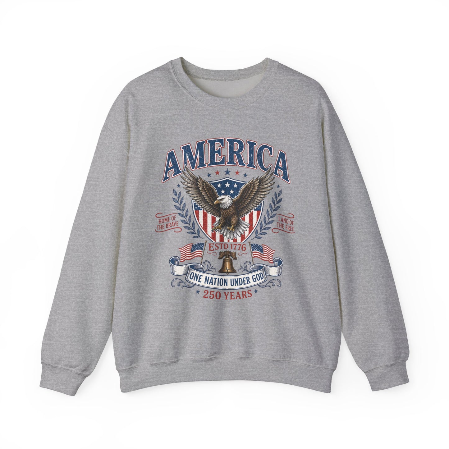 America Eagle Crewneck Sweatshirt – One Nation Under God 250 Years