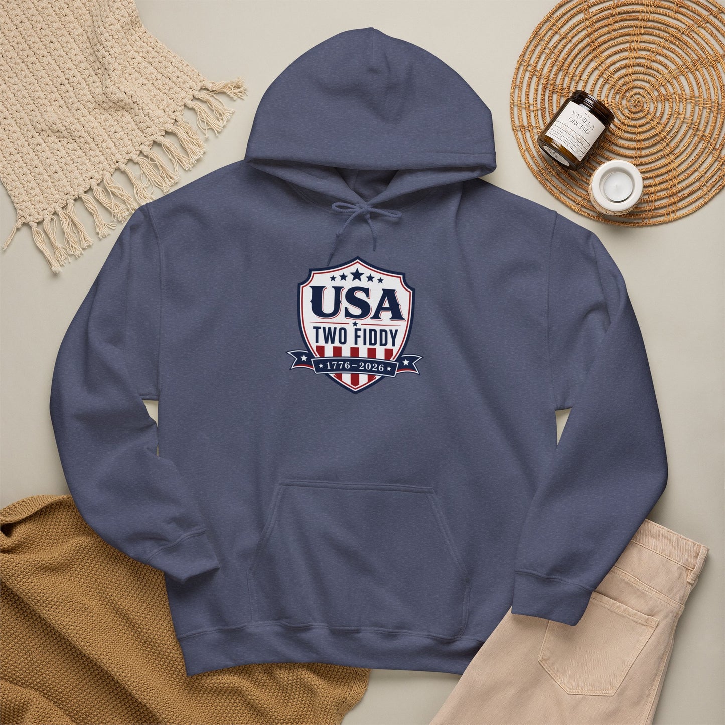 Hoodie - USA Two Fiddy Retro Shield Hoodie