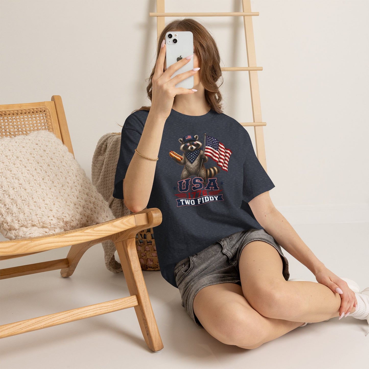 USA Raccoon Flag T-Shirt — "Two Fiddy" Patriotic 1776 Tee
