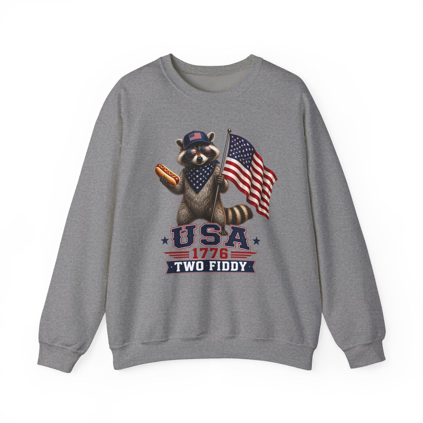 Patriotic Raccoon USA 1776 Two Fiddy Crewneck Sweatshirt