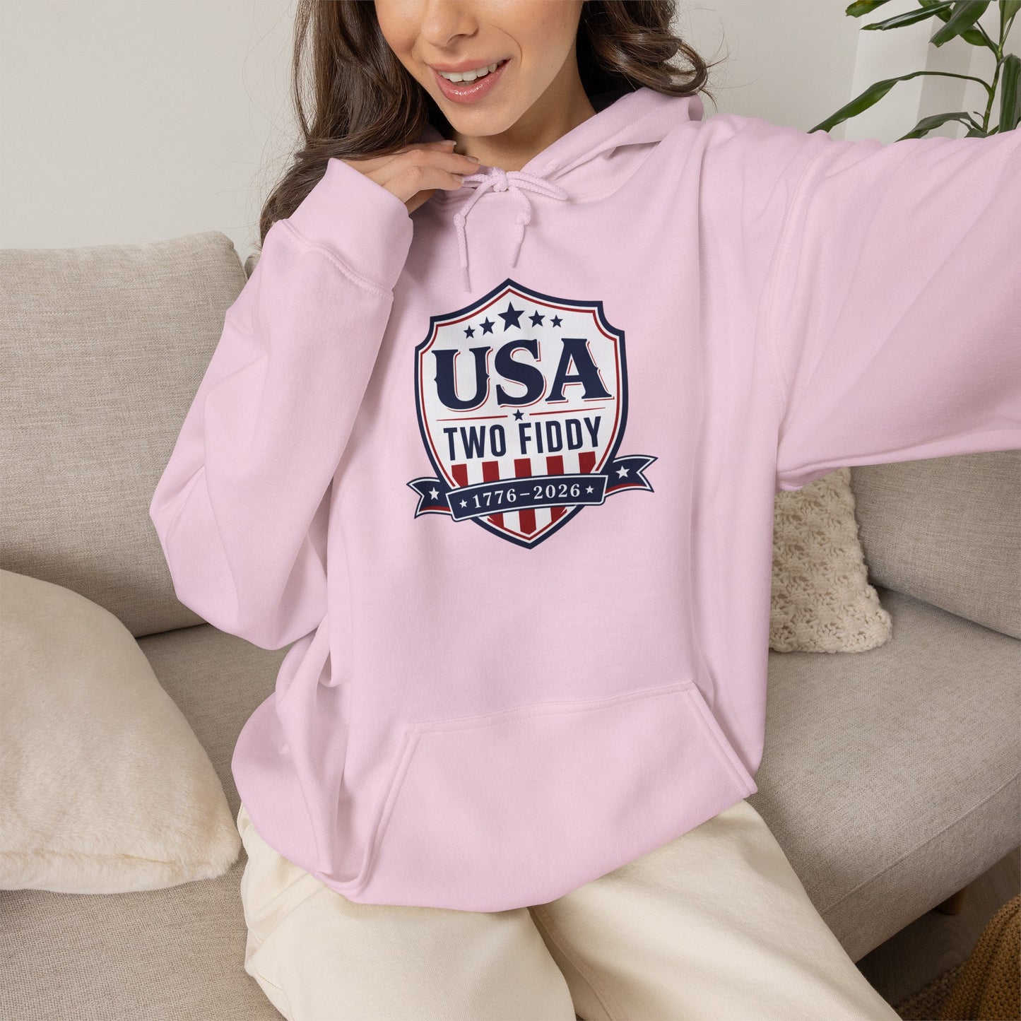 Hoodie - USA Two Fiddy Retro Shield Hoodie