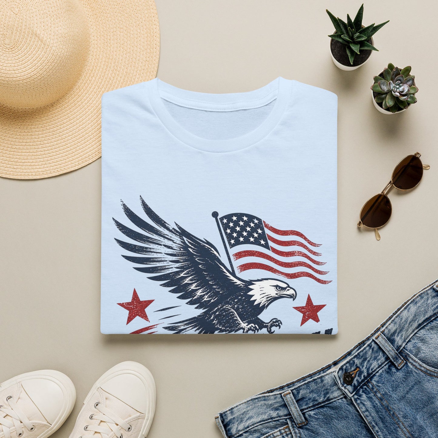 Eagle & American Flag T-Shirt — Two Fiddy Patriotic Tee (1776–2026)