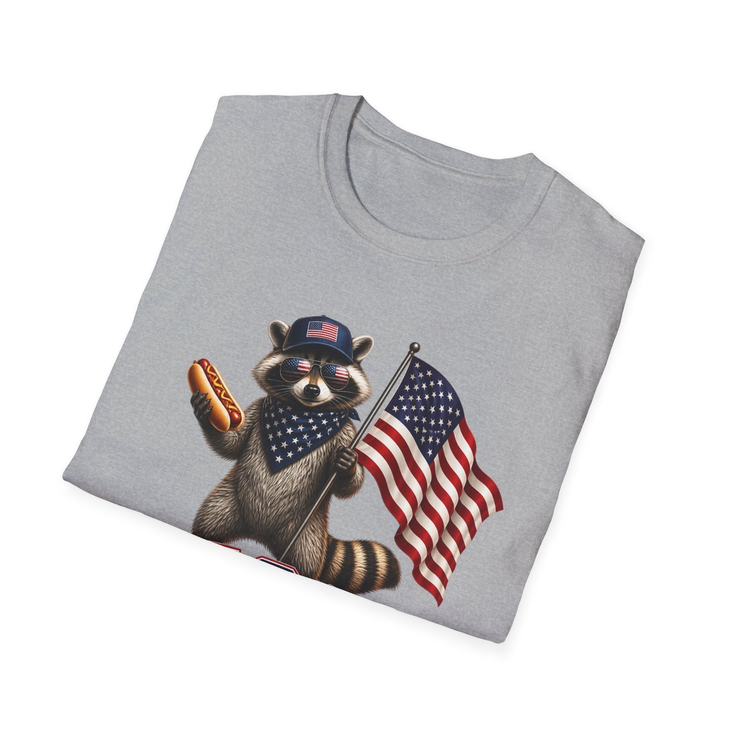 Patriotic Raccoon T-Shirt — USA 1776 "Two Fiddy" Flag Design