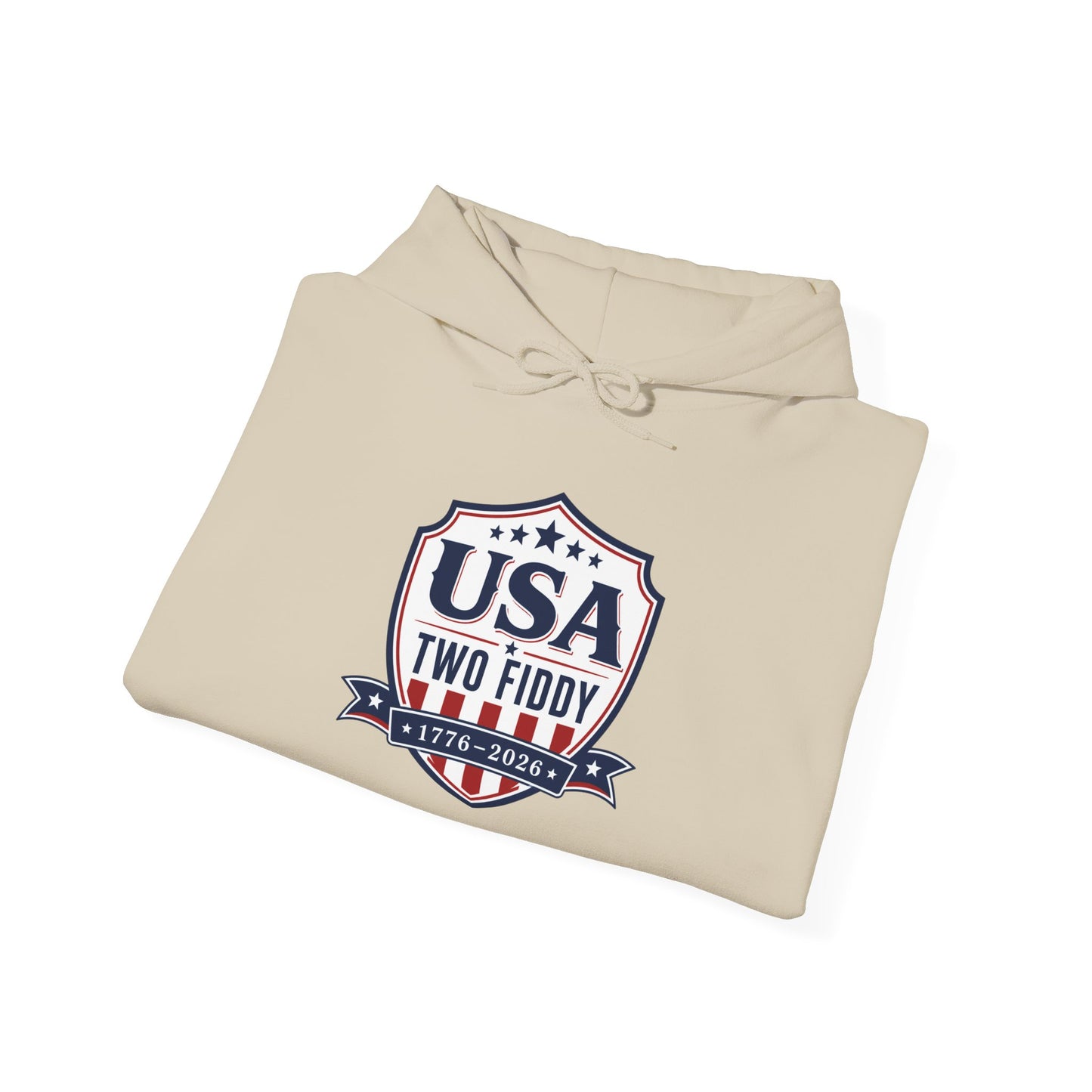 USA Two Fiddy Shield Hoodie — Patriotic Vintage American Flag Sweatshirt (Two Fifty)
