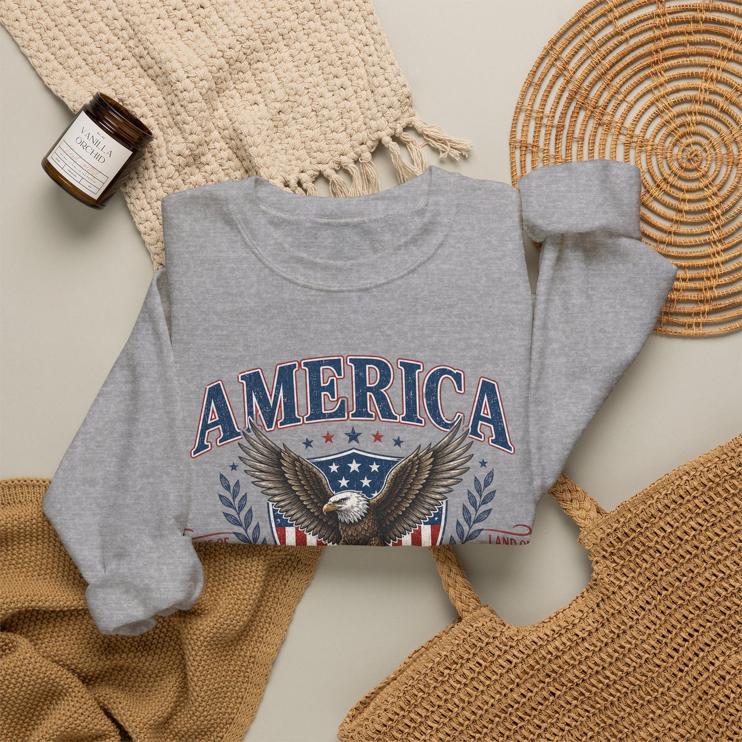 America Eagle Crewneck Sweatshirt – One Nation Under God 250 Years