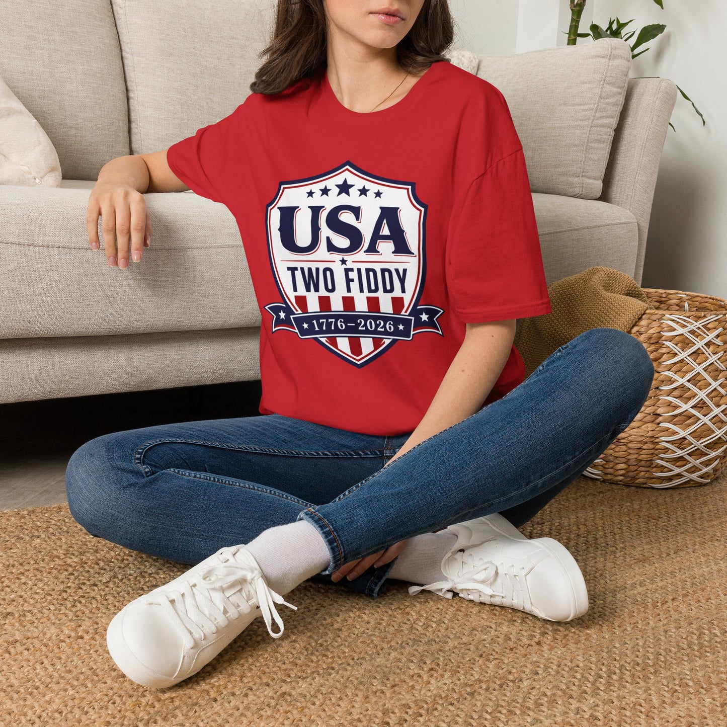 USA Two Fiddy T-Shirt — 1776–2026 Patriotic Shield Tee