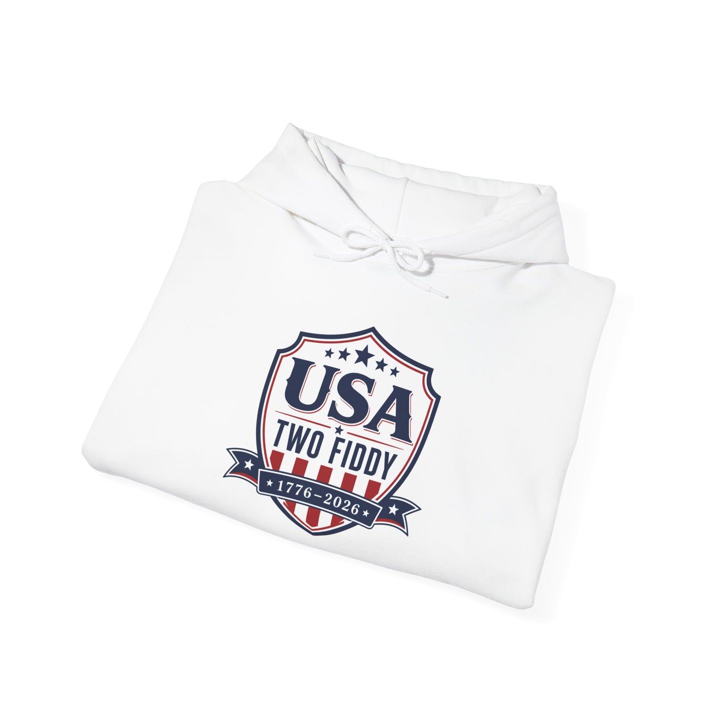 USA Two Fiddy Shield Hoodie — Patriotic Vintage American Flag Sweatshirt (Two Fifty)