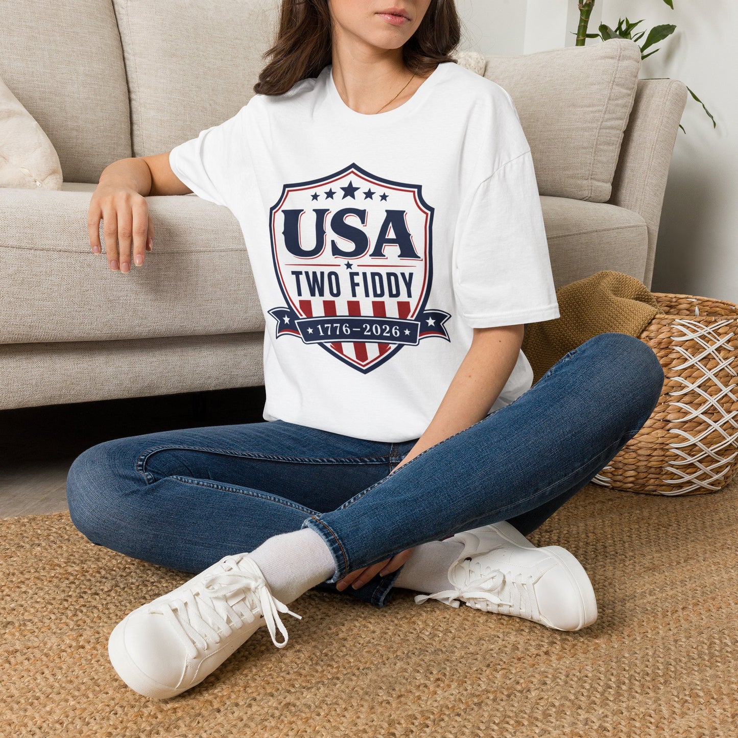 USA Two Fiddy T-Shirt — 1776–2026 Patriotic Shield Tee
