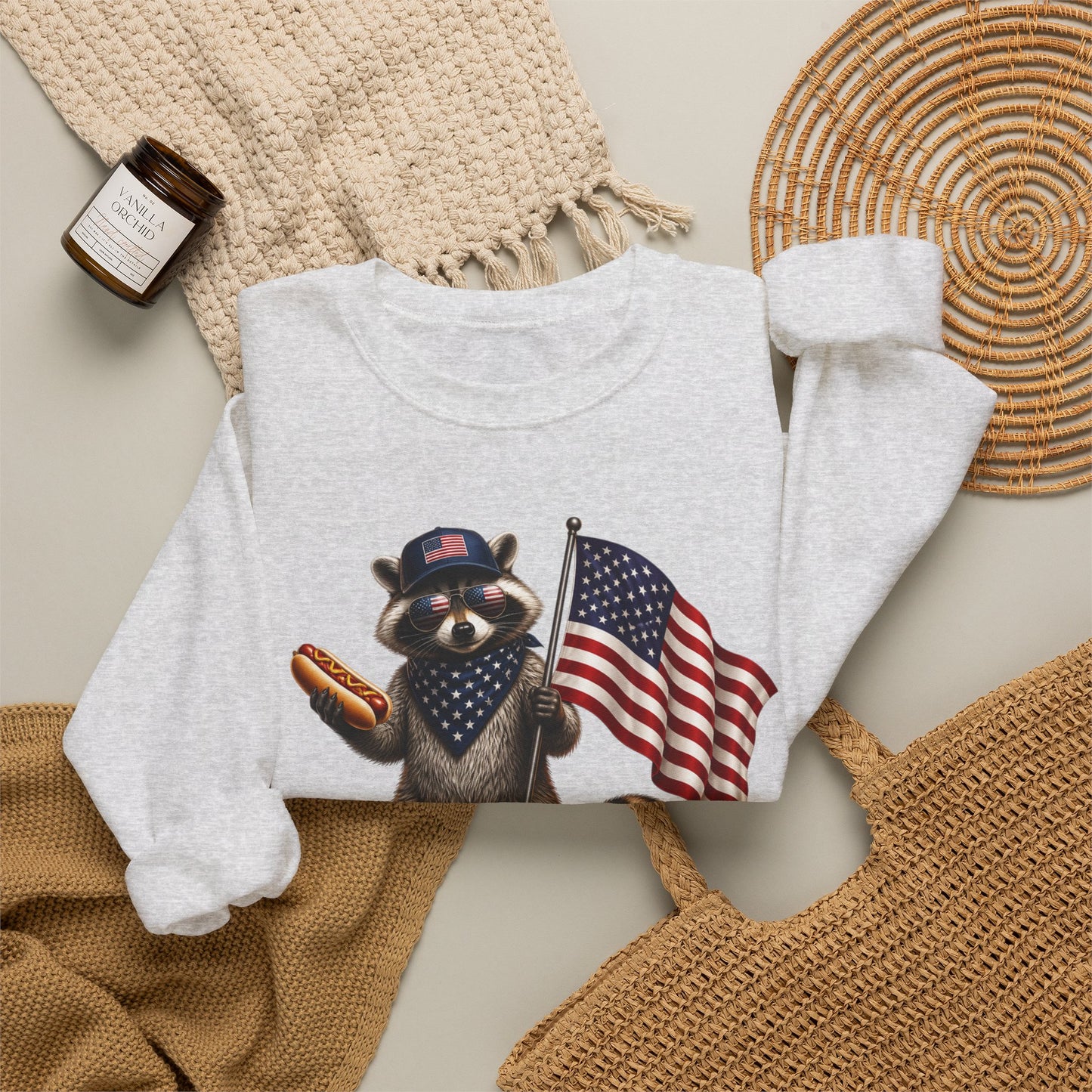 Patriotic Raccoon USA 1776 Two Fiddy Crewneck Sweatshirt