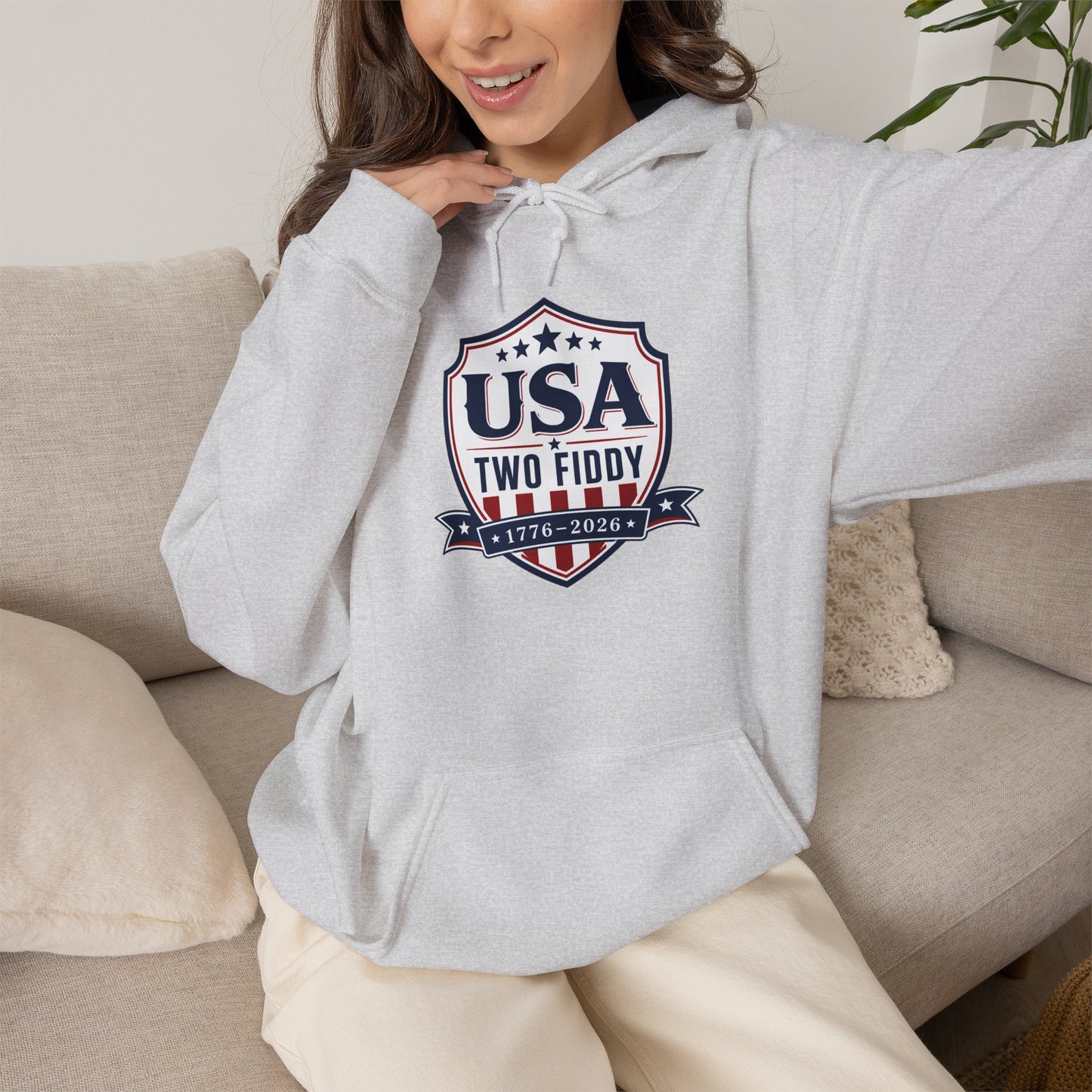 Hoodie - USA Two Fiddy Retro Shield Hoodie
