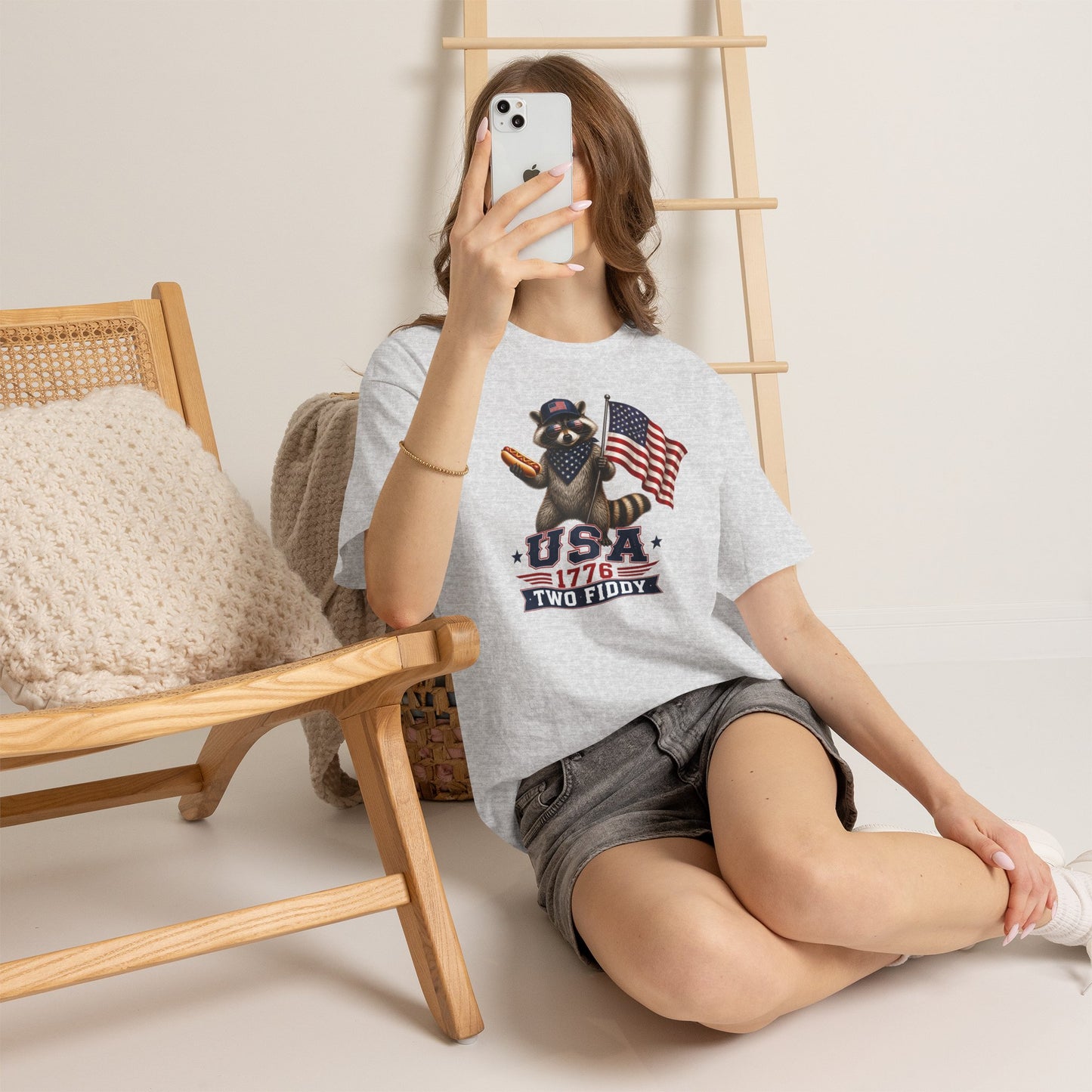 USA Raccoon Flag T-Shirt — "Two Fiddy" Patriotic 1776 Tee