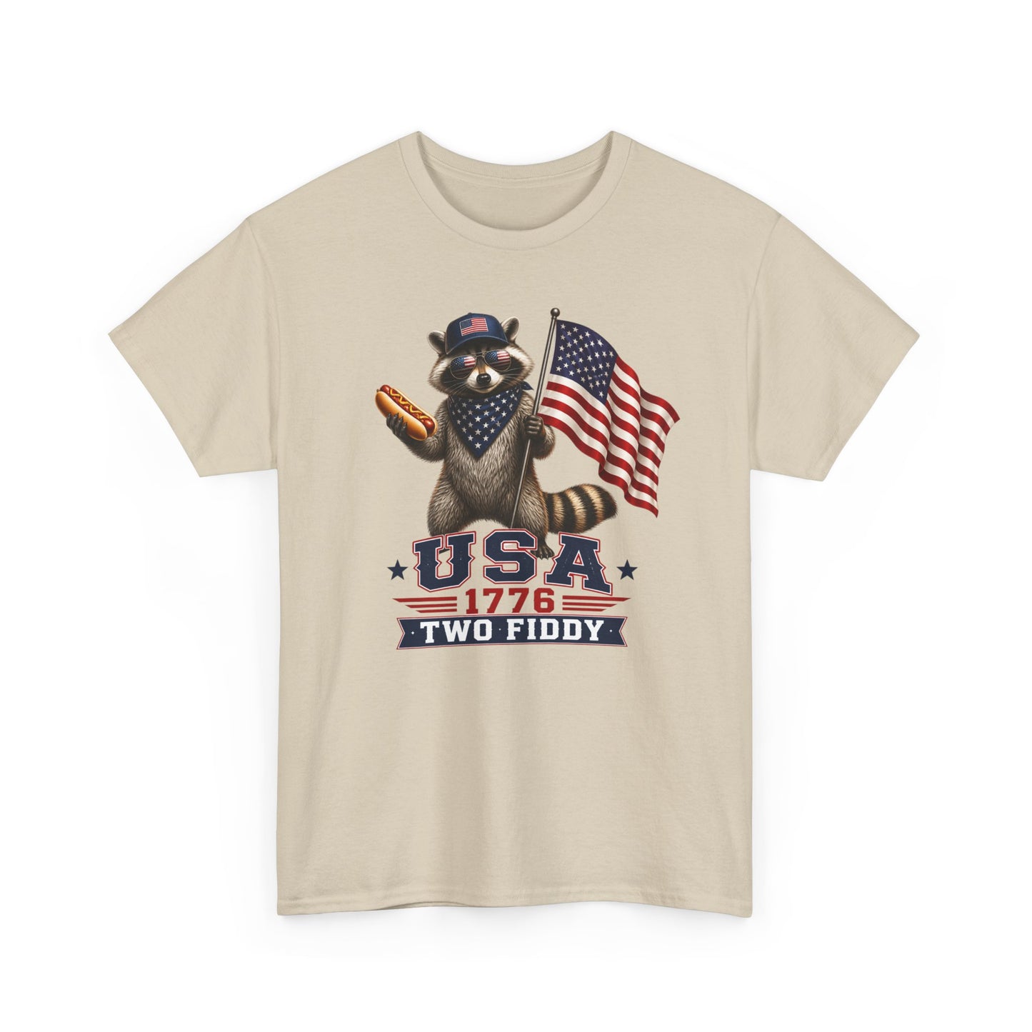 USA Raccoon Flag T-Shirt — "Two Fiddy" Patriotic 1776 Tee