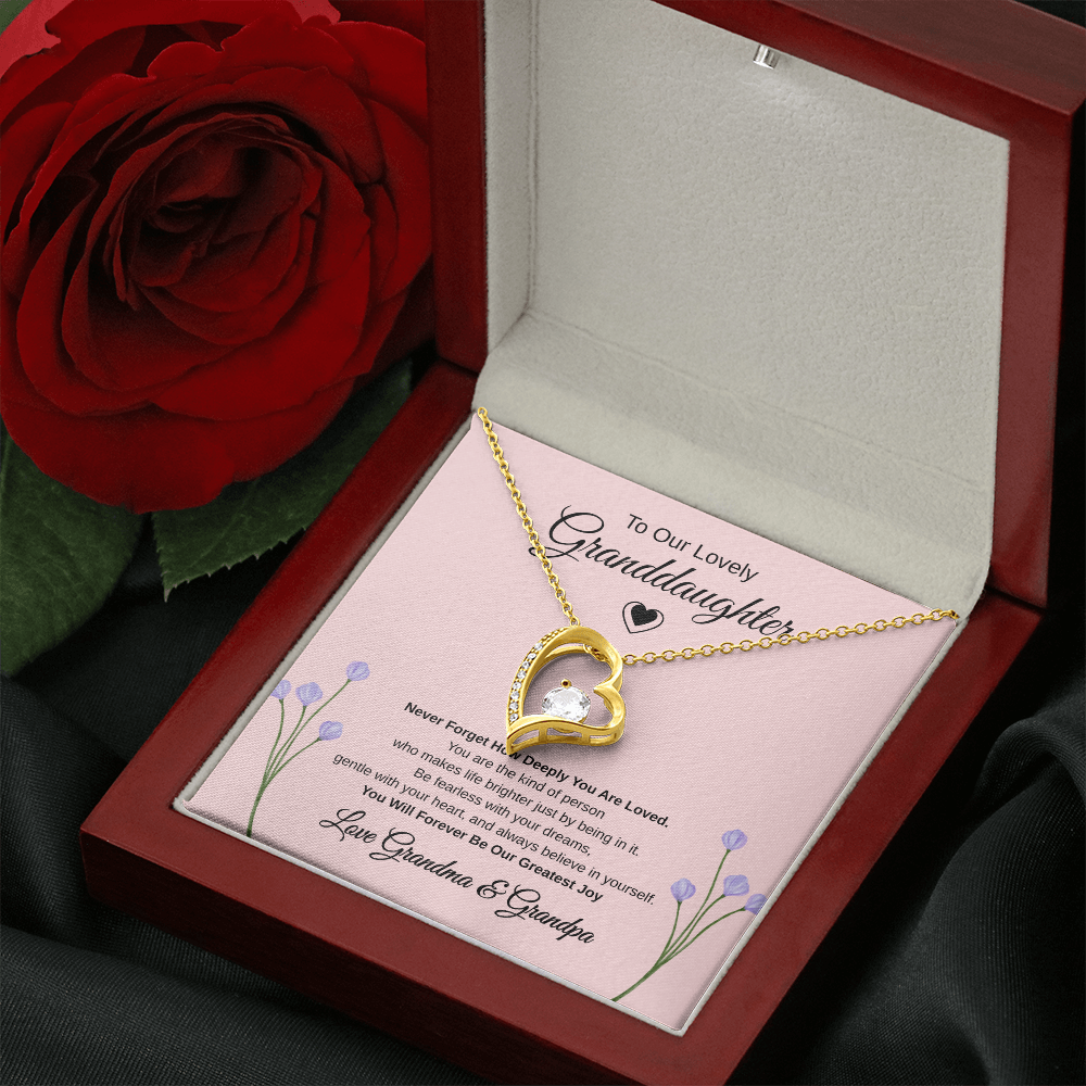 Gift To our Lovely Granddaughter From Grandma & Grandpa “You Will Forever Be Our Greatest Joy” Forever Love Necklace
