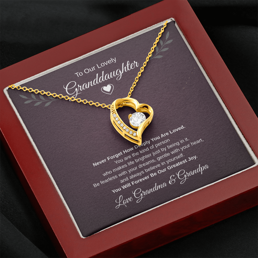 Gift To our Lovely Granddaughter From Grandma & Grandpa “You Will Forever Be Our Greatest Joy” Forever Love Necklace