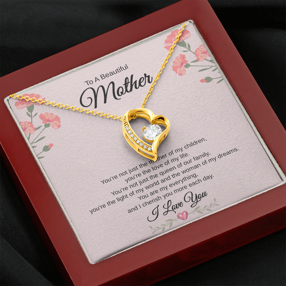 Gift To A Beautiful Mother "The Queen Of Our Family, I Love You Completely" Forever Love Necklace