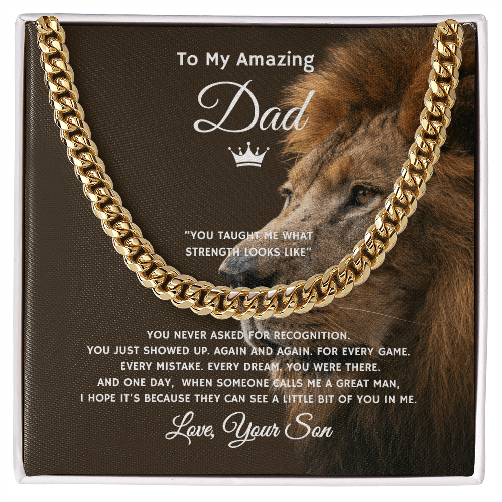Gift To My Amazing Dad From Son “You Taught Me What Strength Looks Like” Link Chain Necklace