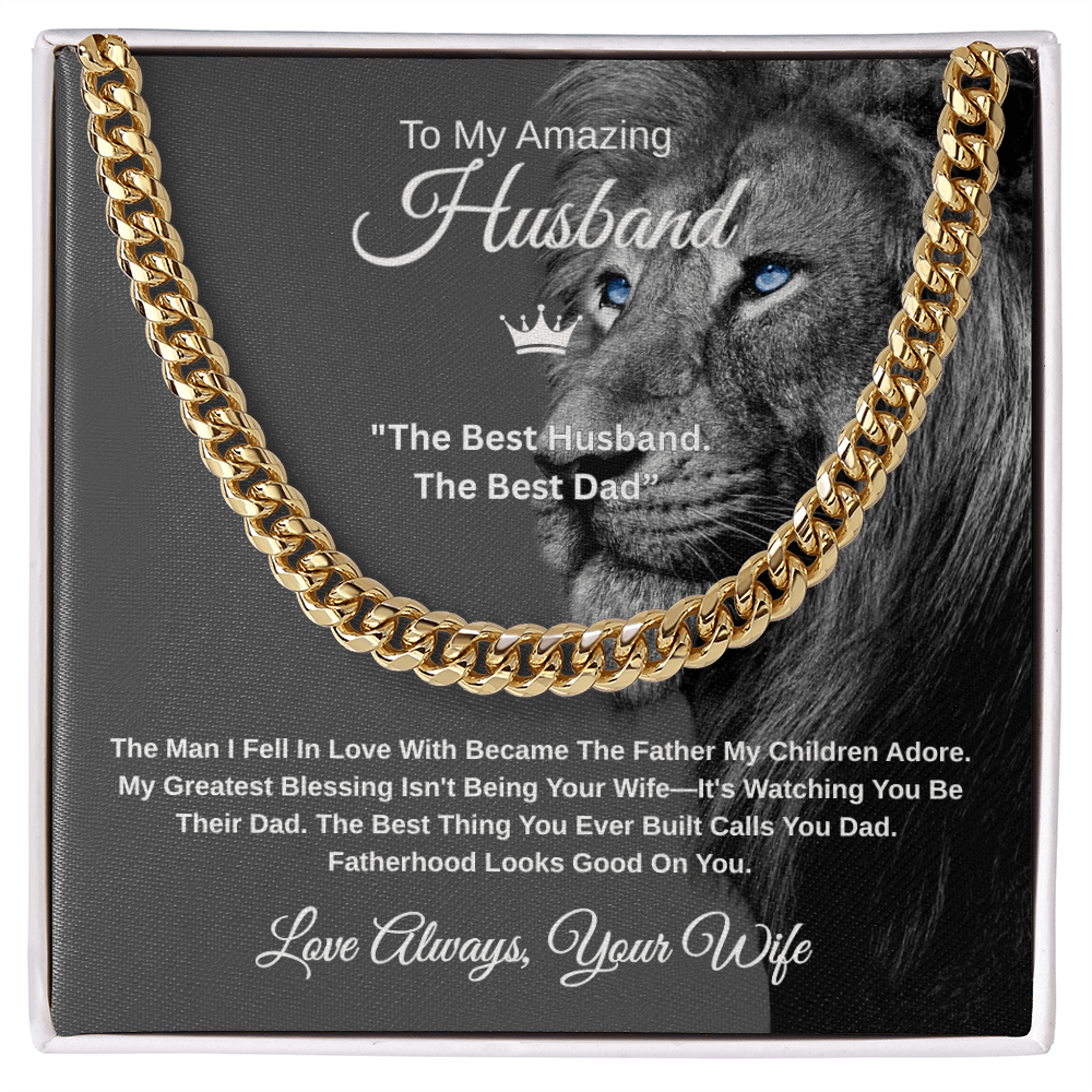 Gift To My Amazing Husband From Wife "The Best Husband. The Best Dad” Link Chain Necklace