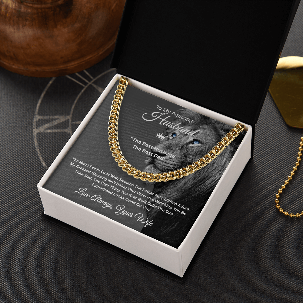 Gift To My Amazing Husband From Wife "The Best Husband. The Best Dad” Link Chain Necklace