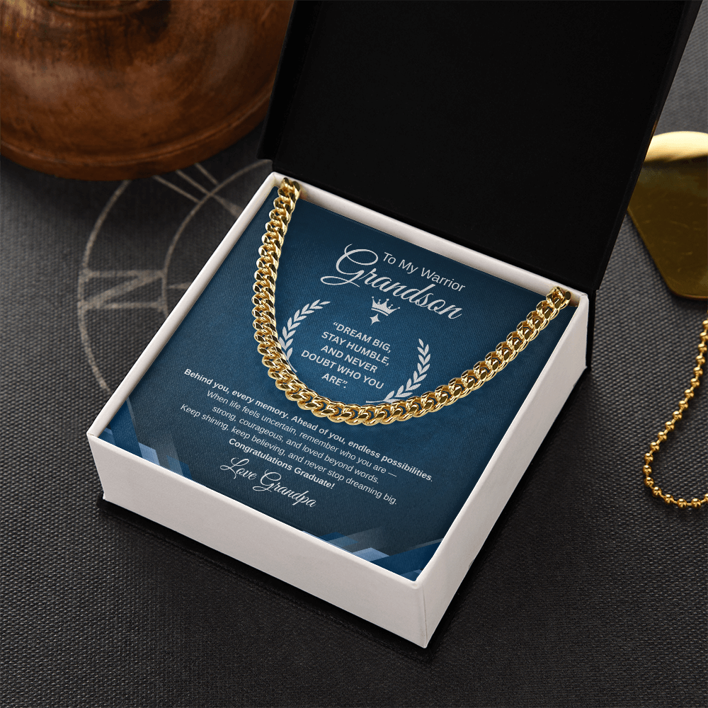 Gift To My Grandson From Grandpa “Your Future Is Bright, Keep Shining”  Link Chain Necklace