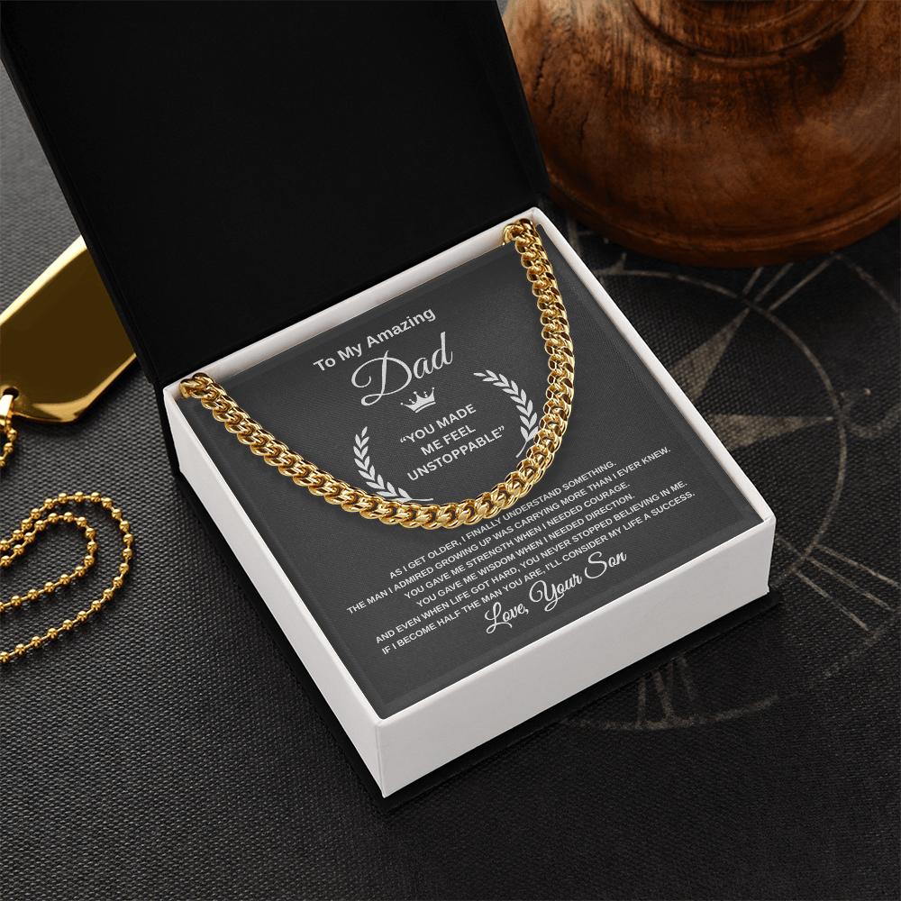 Gift To My Amazing Dad From Son “You Made Me Feel Unstoppable” Link Chain Necklace